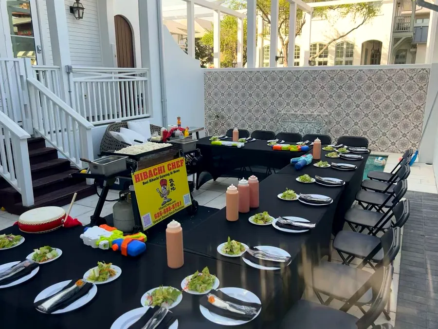 Hibachi catering at vacation rental Airbnb